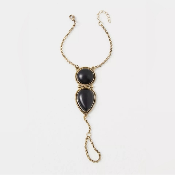 Free People Adele Hand Chain Onyx black New - Picture 1 of 3